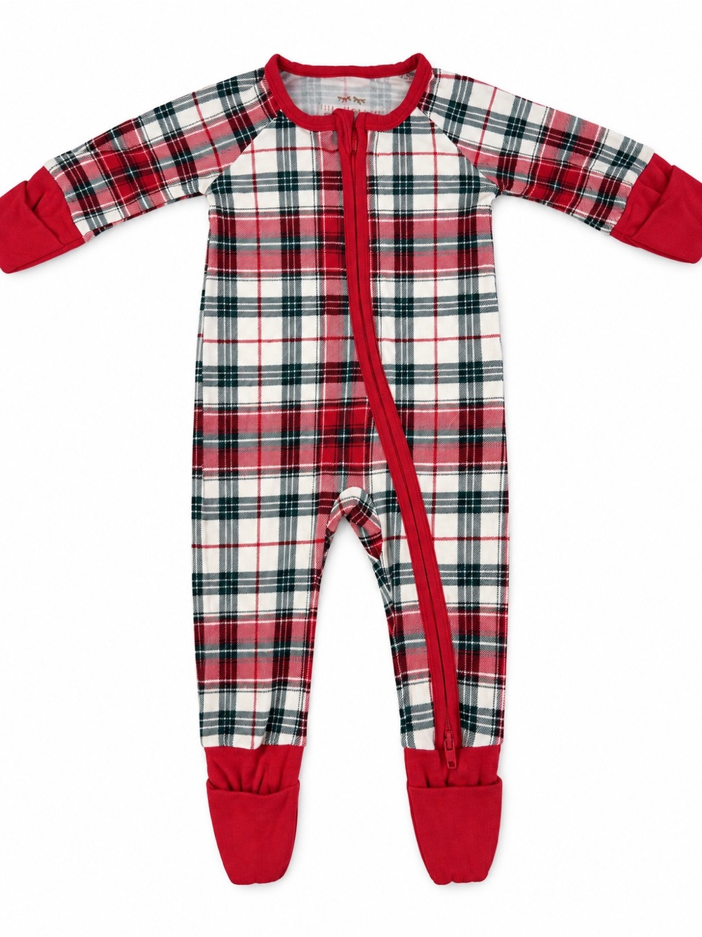 Little Sleepies Lunaluxe Plaid Zip Footie Sleeper Newborn Bamboo Christmas